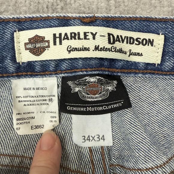 Harley-Davidson Jeans Mens 34x34 Blue Denim MotorClothes Straight Leg 5-Pocket - Picture 6 of 12